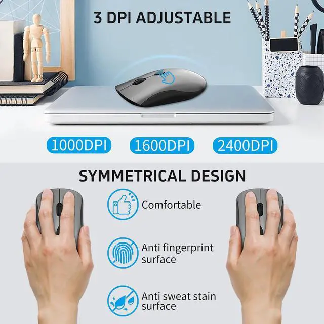 Alt view image 3 of 5 - 2.4G Wireless Keyboard and Mouse Compact Keyboard Mini Portable Silent Mouse, Suitable for Laptops Mac PC,  Travel Keyboard and Mouse