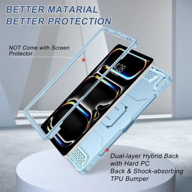 Alt view image 4 of 5 - Soke Case for iPad Air 13 Inch M3/M2 (2025/2024),iPad Pro 13 Inch M4,iPad Pro 12.9(2022 2021 2020,6th/5th/4th Gen), Rugged Shockproof Protective Cover with Built-in Kickstand - Sky Blue