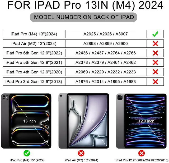 Alt view image 2 of 5 - Soke for New iPad Pro 13 Inch Case (M4, 2024 Release), with Pencil Holder Trifold Stand Shockproof [Support Apple Pencil Charging + Auto Wake/Sleep], Soft TPU Back Cover, Book Wine