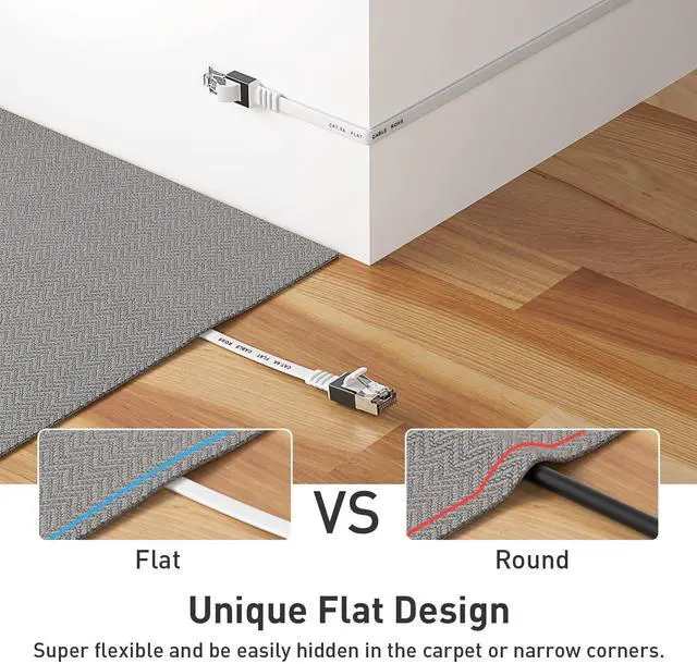 Alt view image 3 of 5 - (Cat 8 20 Ft + Cat 6a 50 Ft) Ethernet Cable,Durable Flat Internet Network LAN Cable with Slim High Speed Gigabit Computer Wire with RJ45 Connectors, White