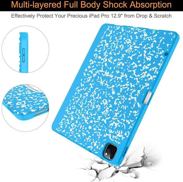 Alt view image 5 of 5 - Soke Case for iPad Air 13 Inch (M3/M2,2025-2024), iPad Pro 12.9" 6th/5th Generation with Pencil Holder(2021 2022 Release)-[Apple Pencil Charging + Auto Wake/Sleep] Soft Back Cover, Book Blue