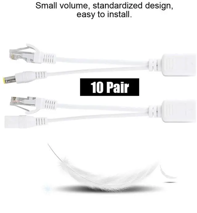 Alt view image 3 of 5 - Sonew IP Camera POE RJ45 Cable Power Over Ethernet Adapter Injector + Splitter 12 V 10 Pair