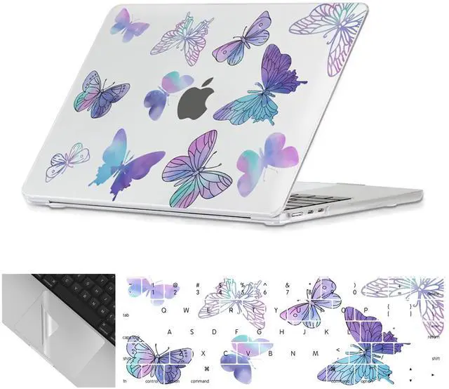 Main image of Se7enline Compatible with MacBook 15 inch Case Model A1707 A1990 for 2019 2018 2017 2016 15-inch MacBook Pro Touch Bar Laptop Hard Shell Case&Keyboard Cover Skin&Touchpad Protector,Purple Butterfly