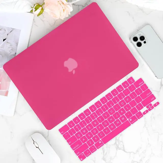 Alt view image 3 of 5 - Seorsok Compatible with MacBook Air 15 inch Case 2023 2024 Release A2941 M2&M3 A3114 Touch ID,Ultra Thin Laptop Plastic Hard Shell Case&Keyboard Skin,Hot Pink