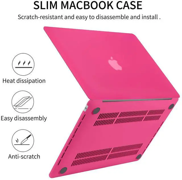 Alt view image 4 of 5 - Seorsok Compatible with MacBook Air 15 inch Case 2023 2024 Release A2941 M2&M3 A3114 Touch ID,Ultra Thin Laptop Plastic Hard Shell Case&Keyboard Skin,Hot Pink