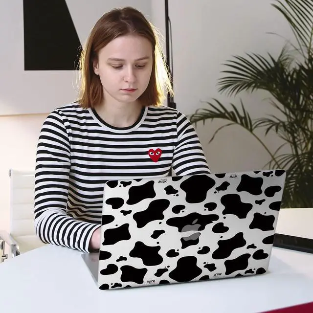 Alt view image 4 of 5 - Seorsok Compatible with MacBook Air 13 Inch Model A1932 A2179 M1 A2337 Touch ID Release 2020 2019 2018 Plastic Hard Shell Case Protective Cover with 2 Pieces Black Keyboard Cover Cow Pattern