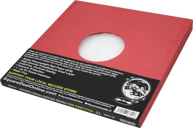 Alt view image 2 of 5 - (25) 12 Premium Red Polylined Record Inner Sleeves - Archival Quality, Heavyweight Paper & Plastic - 12IARE