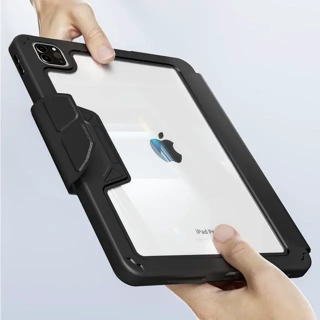 Alt view image 5 of 5 - Case for iPad Air 10.9/11" 6th/5th/4th 2024(M2) (Black) Anti-Fall, Anti-Shock, Anti-Slip Transparent Back Shell Automatic Wake-up Ultra-Thin Corner Protection Pencil Pen Holder Lens Protection