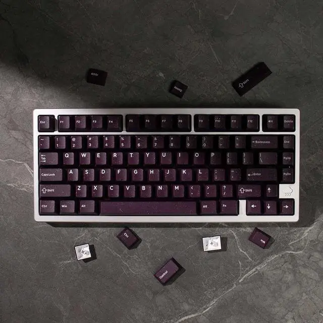 Alt view image 3 of 5 - Sumgsn Double Shot Keycaps 162 Keys Purple Vior Keycaps Set Cherry Profile Fit for 60% 65% 75% 95% Mechanical Keyboard Cherry Mx Switches