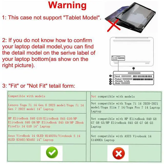 Alt view image 2 of 4 - Alapmk Protective Case for 14" Lenovo Yoga 7i 14 Gen 8 2023 Model/Yoga 7i 14 Gen 7 2022 Model & HP EliteBook 840 G9 G10 & VivoBook 14 OLED M1405YA(Not Fit Yoga 7i 14 2020-2021 Model),Black