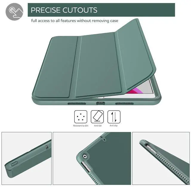 Alt view image 4 of 5 - SURITCH for iPad 9th/8th/7th Generation, iPad 10.2 Case, [Built in Screen Protector] [Pencil Holder] Lightweight Leather Smart Cover and Magnetic Trifold Stand for iPad 2021/2020/2019-Midnight Green