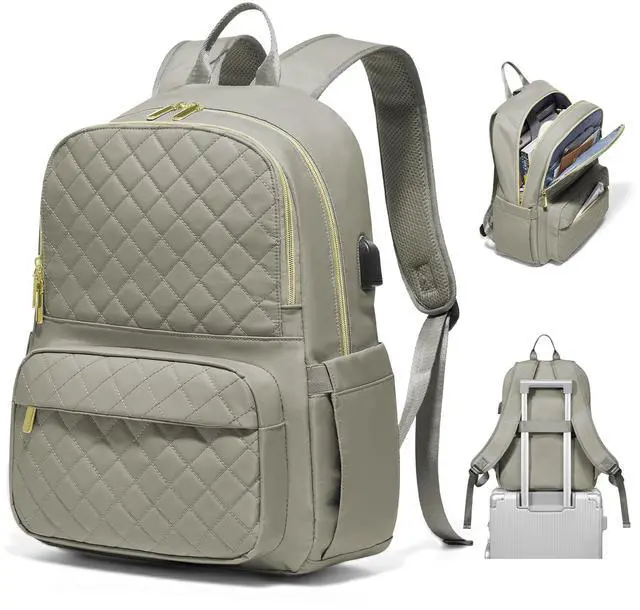 Main image of Laptop Backpack for Women Men,Waterproof Work Business Bags College Backpack Laptop Computer Bag Travel Backpack Purse for College, Business,Travel Fits 15.6 Inch Laptop Grey Brown