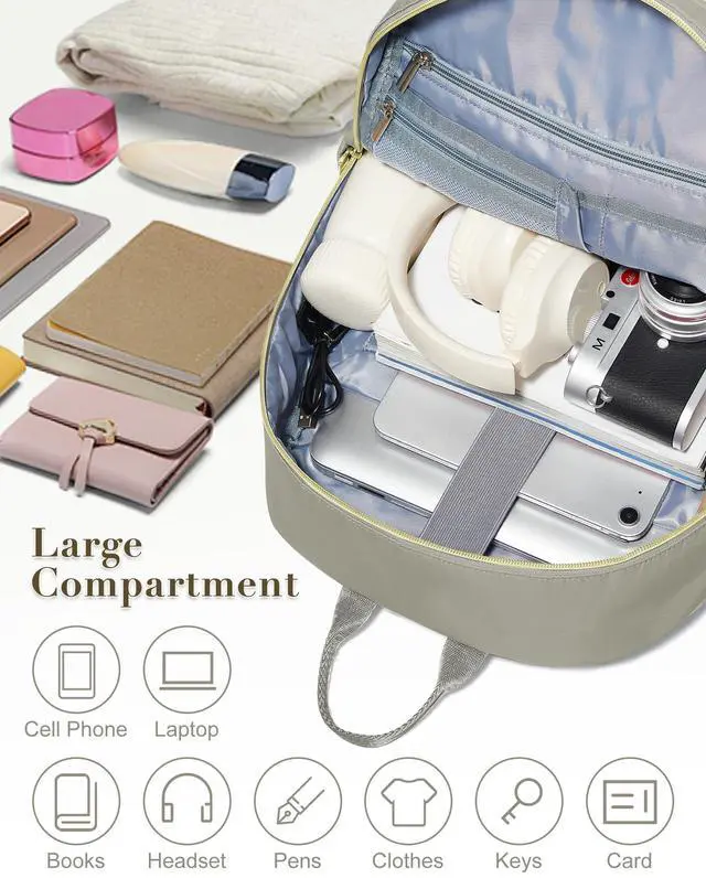 Alt view image 5 of 5 - Laptop Backpack for Women Men,Waterproof Work Business Bags College Backpack Laptop Computer Bag Travel Backpack Purse for College, Business,Travel Fits 15.6 Inch Laptop Grey Brown