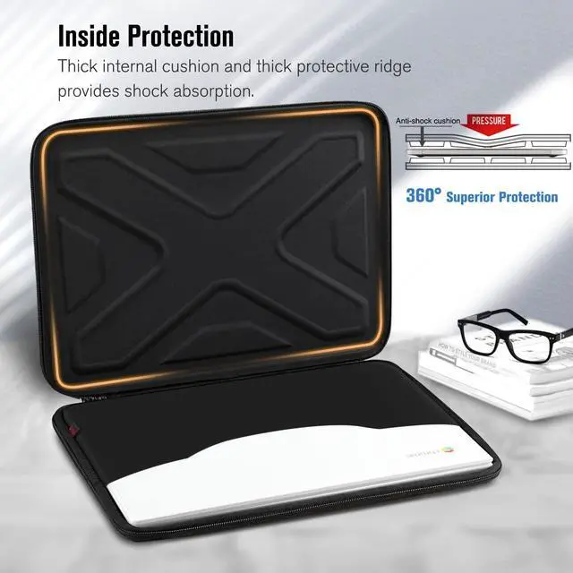 Alt view image 3 of 5 - SITHON Hard Shell Laptop Sleeve Case for 11.6-inch Chromebook, Shock Absorption Computer Carrying Bag for 11.6" Samsung Chromebook 4/3/2, 12.4" Surface Laptop, 11.6'' Lenovo/Acer/HP Ultrabook (Black)