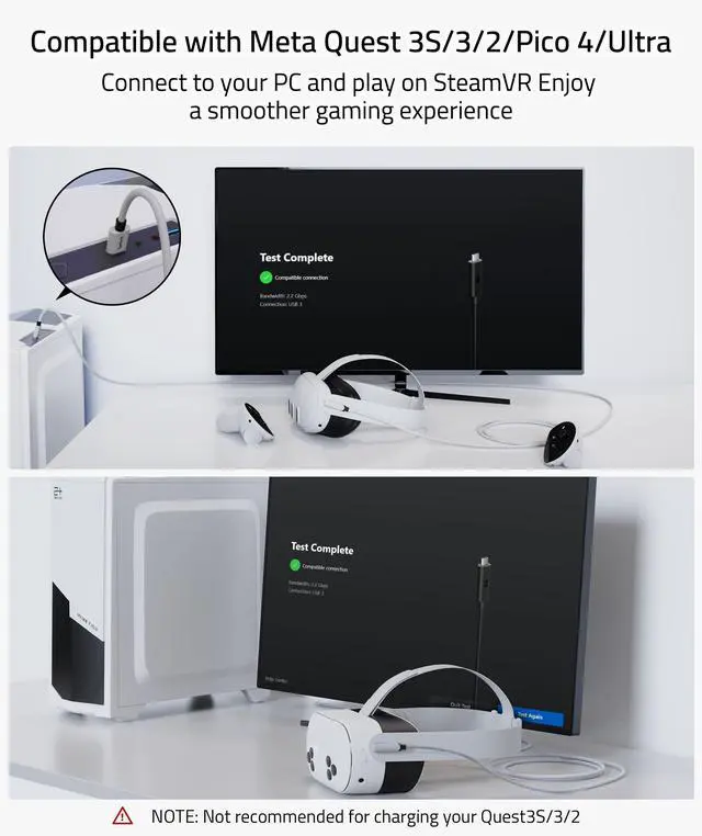 Alt view image 2 of 5 - Syntech Link Cable 20 FT Compatible with Oculus/Meta Quest 3/Meta Quest2/Pro/Pico 4/Ultra Accessories and PC/SteamVR, High Speed PC Data Transfer, USB 3.0 to USB C Cable for VR Headset