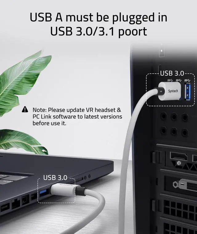 Alt view image 4 of 5 - Syntech Link Cable 20 FT Compatible with Oculus/Meta Quest 3/Meta Quest2/Pro/Pico 4/Ultra Accessories and PC/SteamVR, High Speed PC Data Transfer, USB 3.0 to USB C Cable for VR Headset
