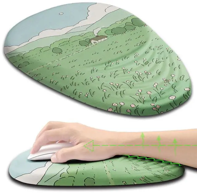 Main image of Armanza Ergonomic Mouse Pad Wrist Support, Mouse Pad with Wrist Rest, Memory Foam Massage Design & Non-Slip PU Base MousePads for Pain Relief, Desk, Office, Home, Kawaii Japanese Anime
