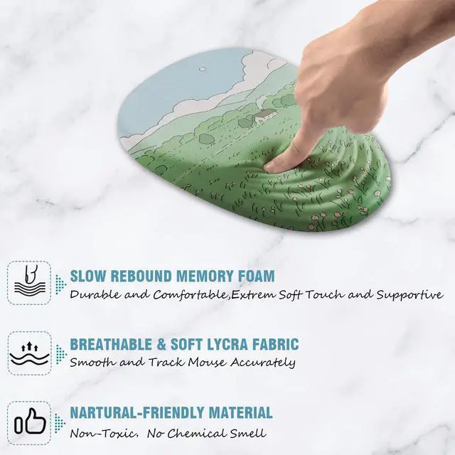 Alt view image 4 of 5 - Armanza Ergonomic Mouse Pad Wrist Support, Mouse Pad with Wrist Rest, Memory Foam Massage Design & Non-Slip PU Base MousePads for Pain Relief, Desk, Office, Home, Kawaii Japanese Anime