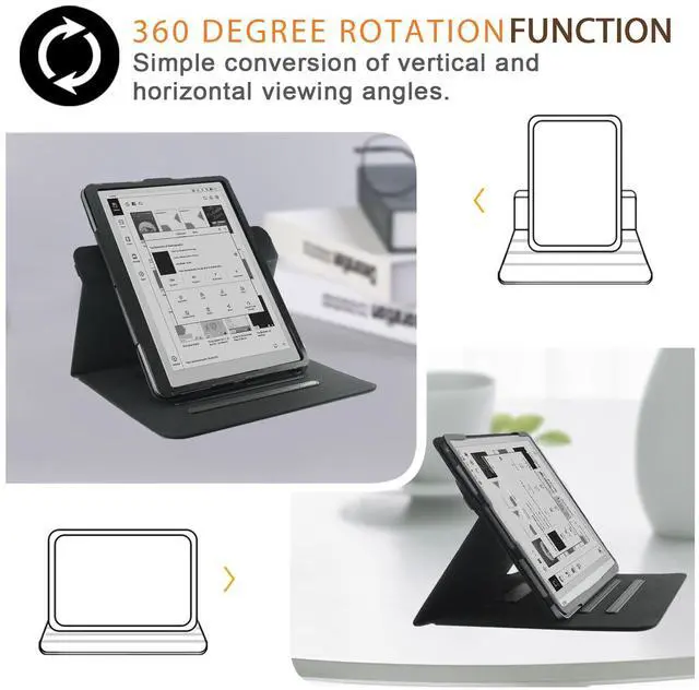 Alt view image 2 of 5 - Tading Standing Premium PU Leather Case for Onyx Boox Go 10.3 Tablet (2024 Released), Lightweight Book Folio Cover with Auto Sleep/Wake (Black)