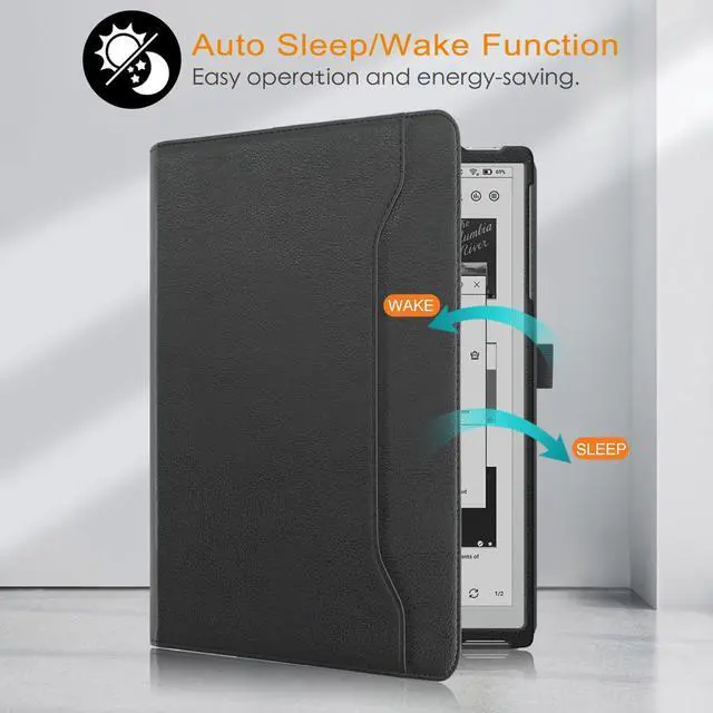 Alt view image 4 of 5 - Tading Standing Premium PU Leather Case for Onyx Boox Go 10.3 Tablet (2024 Released), Lightweight Book Folio Cover with Auto Sleep/Wake (Black)