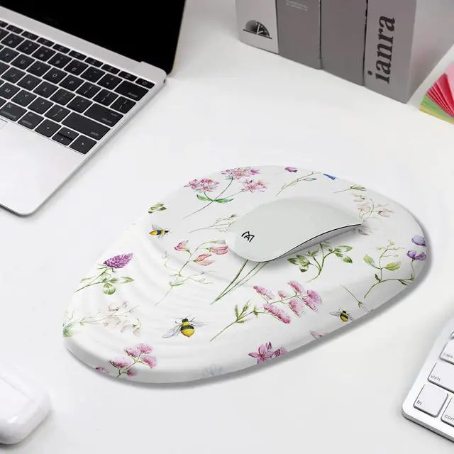 Alt view image 5 of 5 - Armanza Floral Ergonomic Mouse Pad Wrist Support, Pretty Flowers Mouse Pad with Wrist Rest, Foam Massage Design & Non-Slip PU Base MousePads for Pain Relief, Desk, Office, Home
