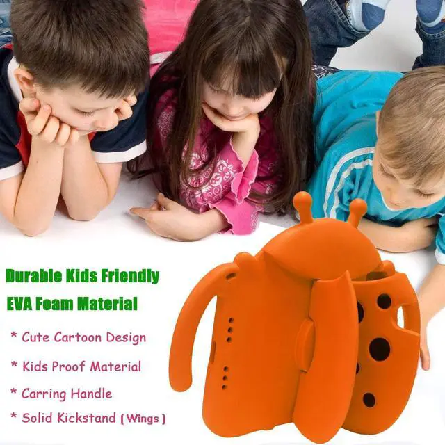 Alt view image 5 of 5 - Tading Kids Case for Apple iPad Mini 5/4/3/2/1 7.9 inch Only, Kids Proof Lightweight EVA Foam Stand Cover for iPad Mini, Mini 5 (2019), Mini 4, iPad Mini 3rd Generation, Mini 2 - Ladybug, Orange