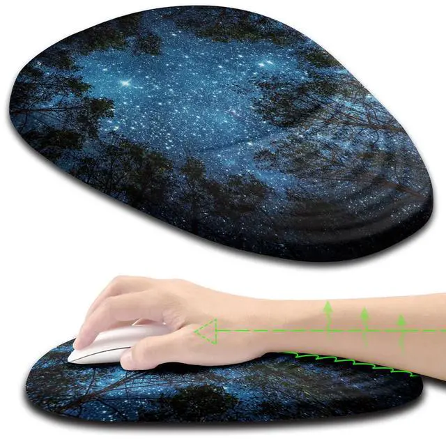 Main image of Armanza Mouse Pad Wrist Support, Ergonomic Mouse Pad with Wrist Rest, Memory Foam Massage Design & Non-Slip PU Base MousePads for Pain Relief, Desk, Office, Home, Blue Sky Tree