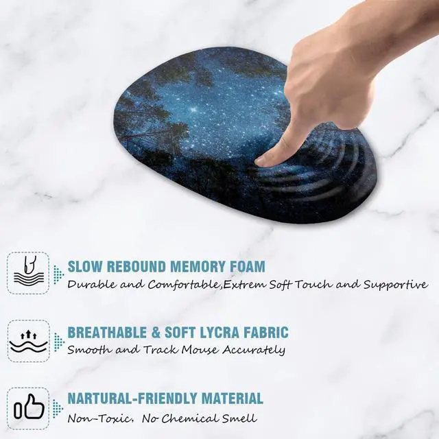 Alt view image 4 of 5 - Armanza Mouse Pad Wrist Support, Ergonomic Mouse Pad with Wrist Rest, Memory Foam Massage Design & Non-Slip PU Base MousePads for Pain Relief, Desk, Office, Home, Blue Sky Tree