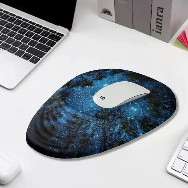Alt view image 5 of 5 - Armanza Mouse Pad Wrist Support, Ergonomic Mouse Pad with Wrist Rest, Memory Foam Massage Design & Non-Slip PU Base MousePads for Pain Relief, Desk, Office, Home, Blue Sky Tree