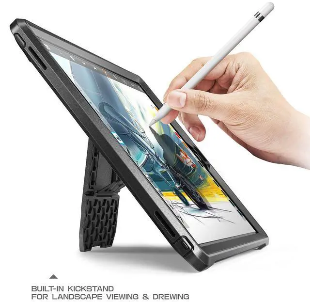 Alt view image 3 of 5 - SUPCASE [Unicorn Beetle Pro Series] Case Designed for iPad Pro 9.7 inch, with Built-In Screen Protector [Heavy Duty] Full-body Rugged Protective Dual Layer Case for iPad Pro 9.7 2016 (Black/Black)