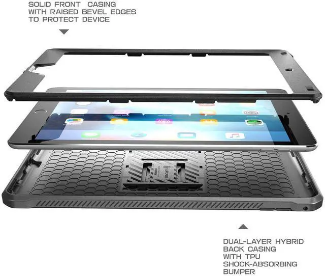 Alt view image 4 of 5 - SUPCASE [Unicorn Beetle Pro Series] Case Designed for iPad Pro 9.7 inch, with Built-In Screen Protector [Heavy Duty] Full-body Rugged Protective Dual Layer Case for iPad Pro 9.7 2016 (Black/Black)