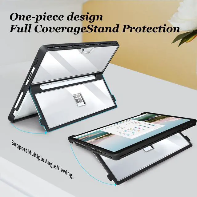 Alt view image 3 of 5 - Case for Microsoft Surface Pro 11/10/9/8 13-Inch All-in-One Rugged Case - Compatible with Type Cover Keyboards, (Transparent)