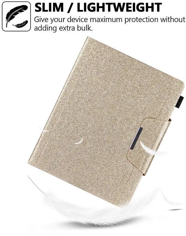 Alt view image 5 of 5 - Glitter Case for iPad Pro 11-inch (M4) 2024 5th Generation, Techcircle Folio Stand Smooth Bling PU Leather Soft TPU Back Smart Cover with Pencil Holder & Card Pocket, Auto Sleep/Wake, Shiny Gold