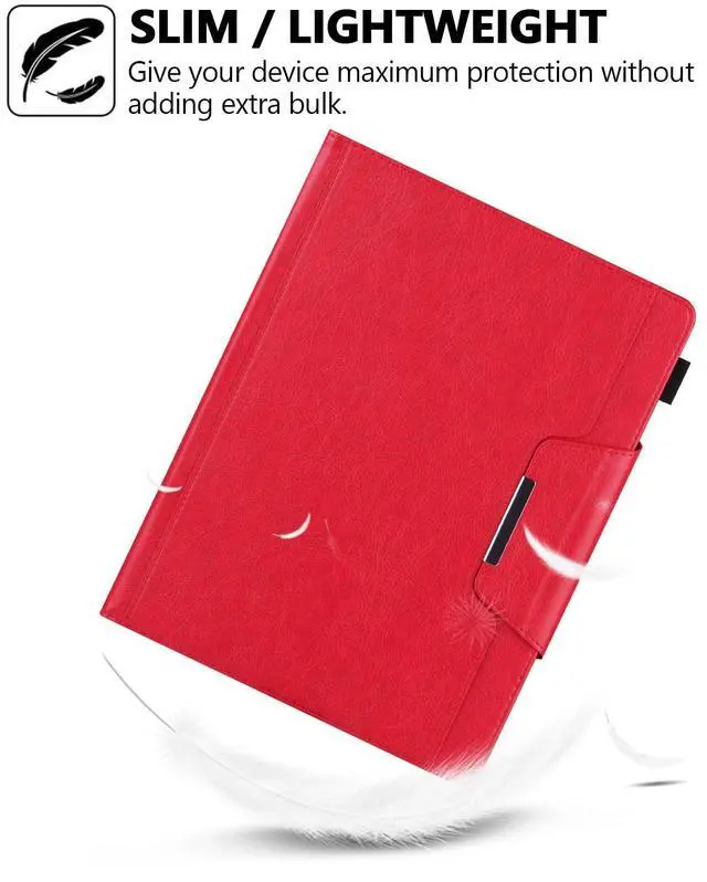 Alt view image 5 of 5 - Folio Case for iPad Pro 11 4th/3rd/2nd/1st Gen, iPad Air 11" M2, iPad Air 10.9" - Techcircle PU Leather Stand Soft TPU Back Magnetic Smart Cover with Pencil Holder + Card Slots + Front Pocket, Red