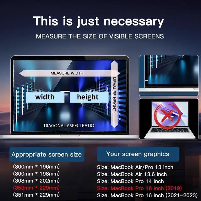 Alt view image 5 of 5 - Privacy Screen for Macbook Pro 16 inch (2019-2023,M1,M2) Nano-frame Adhesive Screen Protect, Privacy Security Filter Adjustable Camera Cover, Film Matte Anti Glare Blue Light