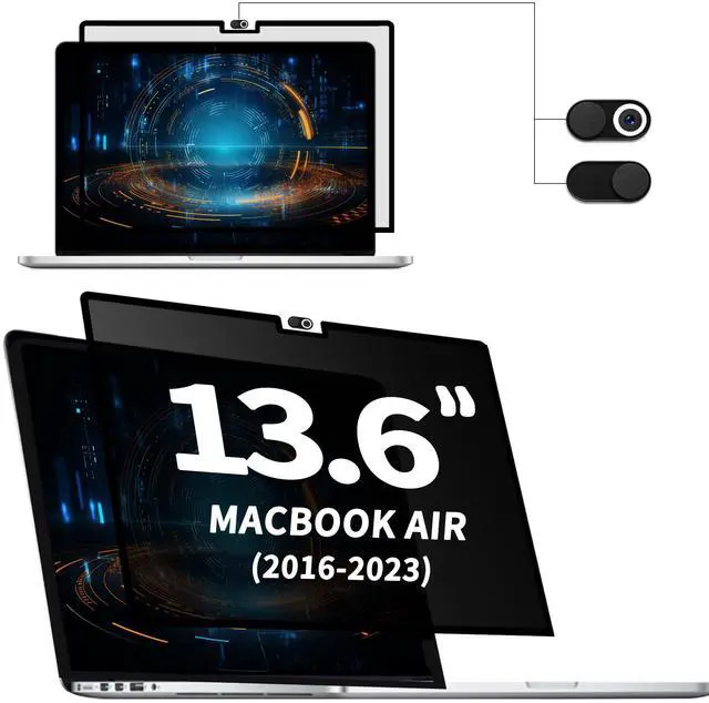 Main image of Privacy Screen for Macbook Air 13.6 inch (2016-2023,M1,M2) Nano-frame Adhesive Screen Protect, Privacy Security Filter Adjustable Camera Cover, Film Matte Anti Glare Blue Light