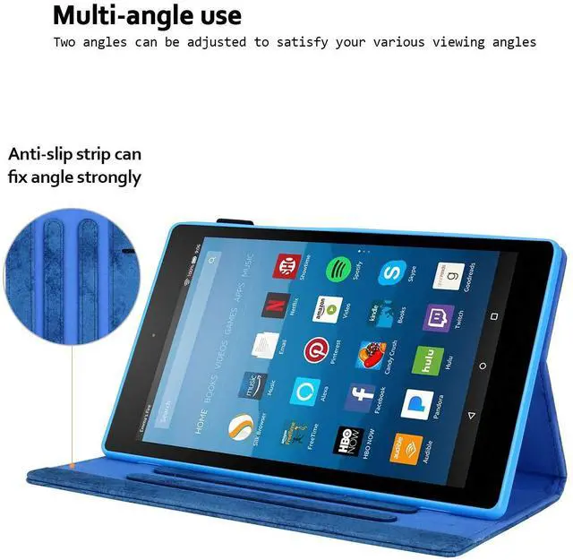 Alt view image 4 of 5 - Smart Case for Fire HD 8 (8th/7th/6th Generation-Old Model), Techcircle Soft PU Leather Magnetic Flip [Auto Wake Sleep] Wallet Cover for Kindle Fire HD 8-inch Tablet (2018/2017/2016 Release), Blue