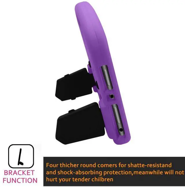 Alt view image 3 of 5 - Kids Case for Amazon Fire HD 8" Tablet 6th/7th/8th Generation (2016/2017/2018), Techcircle Child Proof EVA Foam Shockproof Handle Stand Carrying Case Cover, Purple