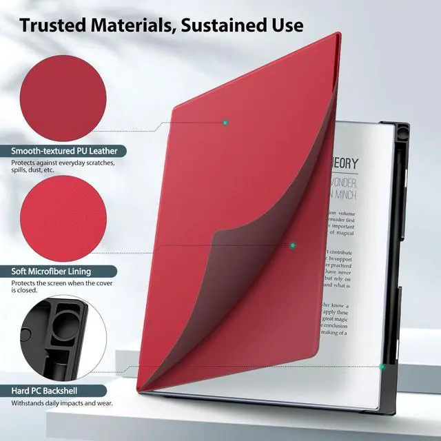 Alt view image 2 of 5 - TiMOVO Case Compatible for Remarkable 2 Tablet, Slim Lightweight Stand Hard Back Shell Protective Cover with Pen Holder Compatible with Remarkable 2 Paper Tablet 10.3" 2020 Released, Wine Red