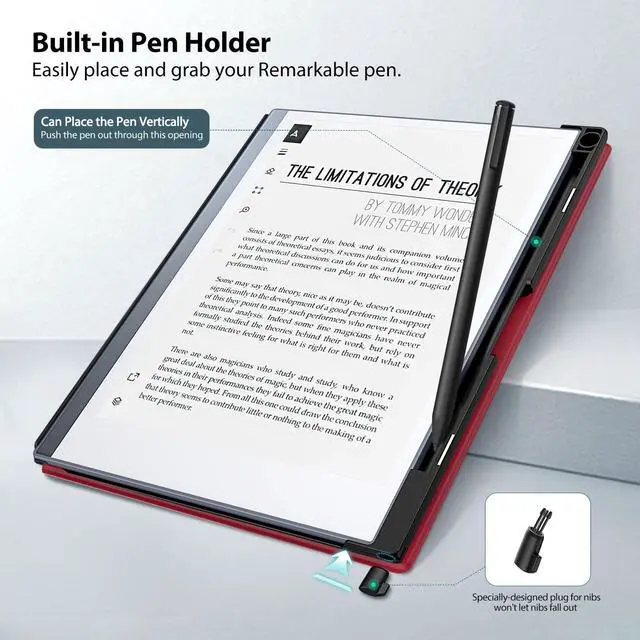 Alt view image 3 of 5 - TiMOVO Case Compatible for Remarkable 2 Tablet, Slim Lightweight Stand Hard Back Shell Protective Cover with Pen Holder Compatible with Remarkable 2 Paper Tablet 10.3" 2020 Released, Wine Red