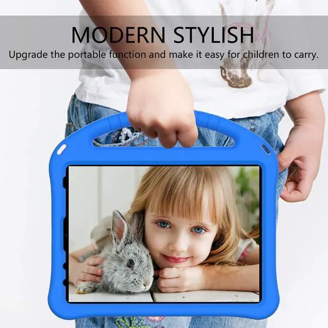 Alt view image 4 of 5 - Techcircle Kids Case for iPad Pro 11" 2022/2021/2020/2018, iPad Air 5th/4th Generation With Pencil Holder, Lightweight Shockproof EVA Foam Handle Stand Anti-Slip Grip Rugged, Blue