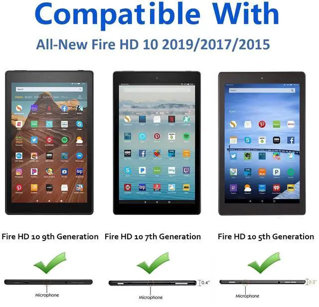 Alt view image 2 of 5 - Folio Case for Fire HD 10 (9th/7th/5th Generation, 2019/2017/2015 Release), Techcircle Sunflower Embossed Stand Protective Cover with Card/Cash Holder, for  Fire HD 10.1 Inch Tablet, Rose Gold