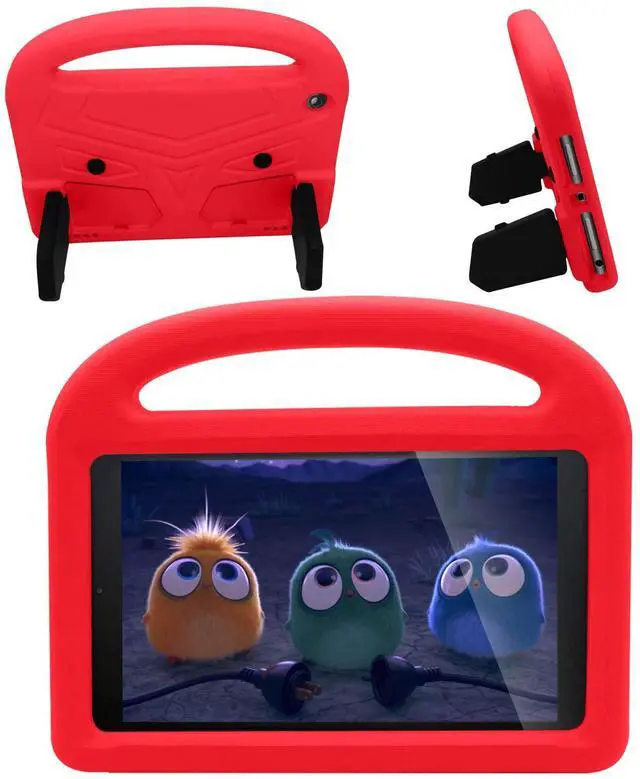 Main image of Kids Case for Amazon Fire HD 8" Tablet 6th/7th/8th Generation (2016/2017/2018), Techcircle Child Proof EVA Foam Shockproof Handle Stand Carrying Case Cover, Red