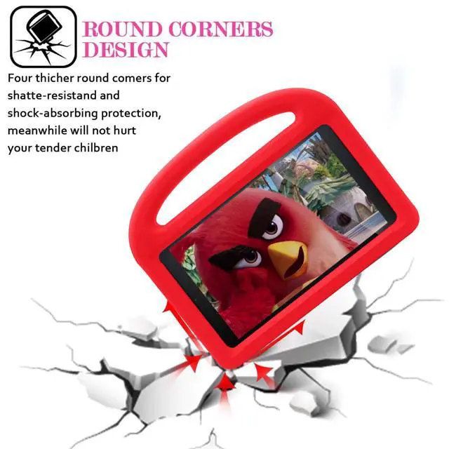 Alt view image 4 of 5 - Kids Case for Amazon Fire HD 8" Tablet 6th/7th/8th Generation (2016/2017/2018), Techcircle Child Proof EVA Foam Shockproof Handle Stand Carrying Case Cover, Red