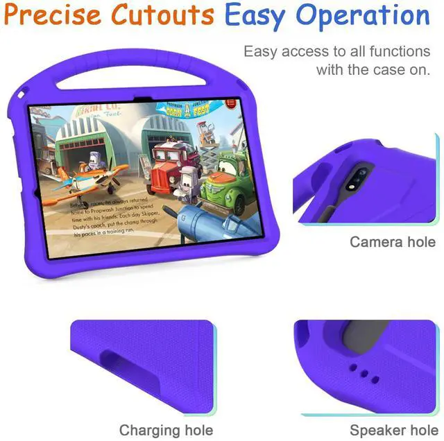 Alt view image 4 of 5 - Kids Case for Samsung Galaxy Tab S10+/S9+/S8+/S7 FE/S7+/S9 FE+ 12.4", Techcircle Light Weight Shock Proof EVA Foam Handle Rugged Stand Protective Case for Galaxy Tab S9 FE Plus/S10 Plus 2024, Purple