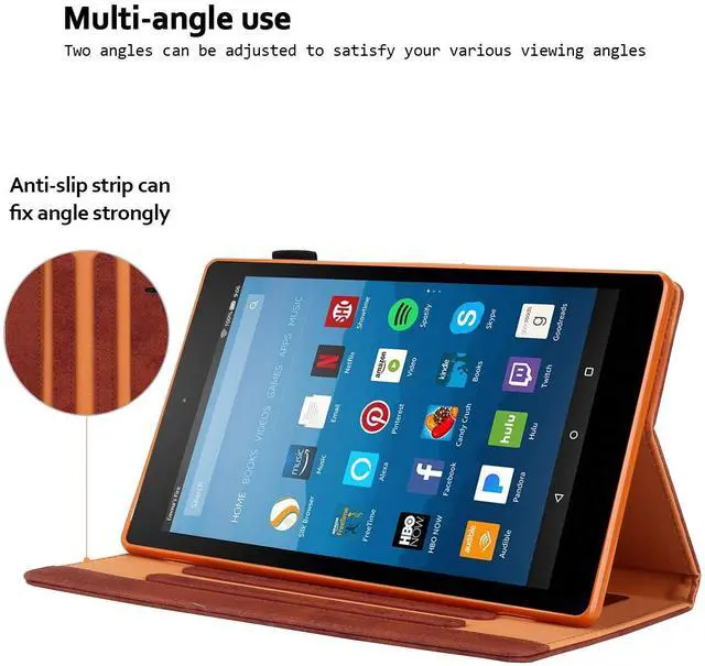 Alt view image 4 of 5 - Smart Case for Fire HD 8 (8th/7th/6th Generation-Old Model), Techcircle Soft PU Leather Magnetic Flip [Auto Wake Sleep] Wallet Cover for Kindle Fire HD 8-inch Tablet (2018/2017/2016 Release), Brown
