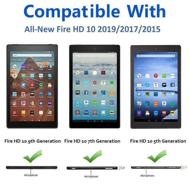 Alt view image 2 of 5 - Folio Case for Fire HD 10 (9th/7th/5th Generation, 2019/2017/2015 Release), Techcircle Sunflower Embossed Stand Protective Cover with Card/Cash Holder, for Amazon Fire HD 10.1 Inch Tablet, Purple