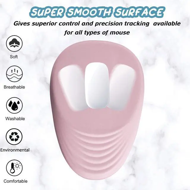 Alt view image 3 of 5 - Armanza Ergonomic Mouse Pad Wrist Rest, Pink Mouse Pads with Wrist Support, Memory Foam Massage Design & Non-Slip PU Base MousePads for Pain Relief, Desk, Office, Home, Women