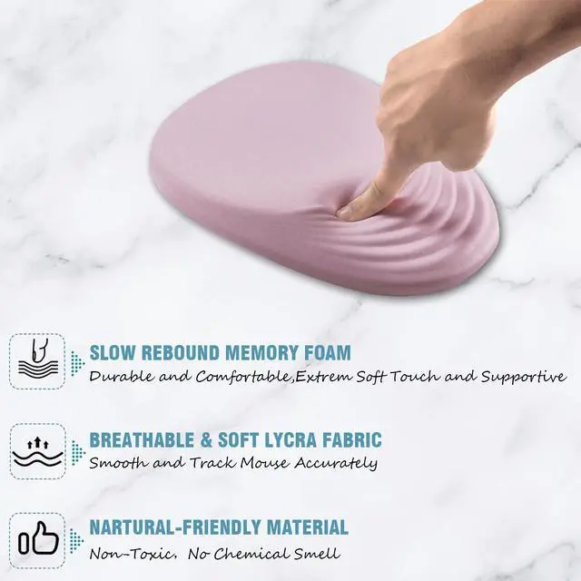 Alt view image 4 of 5 - Armanza Ergonomic Mouse Pad Wrist Rest, Pink Mouse Pads with Wrist Support, Memory Foam Massage Design & Non-Slip PU Base MousePads for Pain Relief, Desk, Office, Home, Women