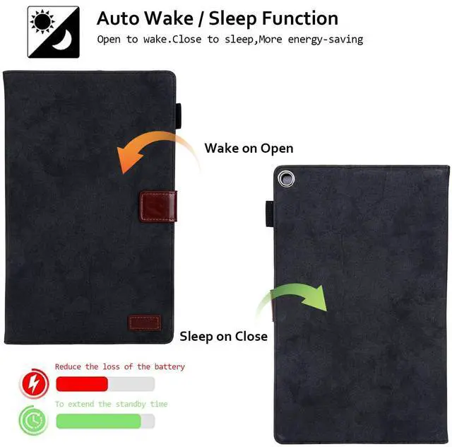 Alt view image 3 of 5 - Smart Case for Fire HD 8 (8th/7th/6th Generation-Old Model), Techcircle Soft PU Leather Magnetic Flip [Auto Wake Sleep] Wallet Cover for Kindle Fire HD 8-inch Tablet (2018/2017/2016 Release), Black